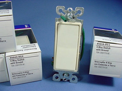 Eagle 6504A Almond Commercial Grade 4-Way Decorator Rocker Light Switch 15A 10pc