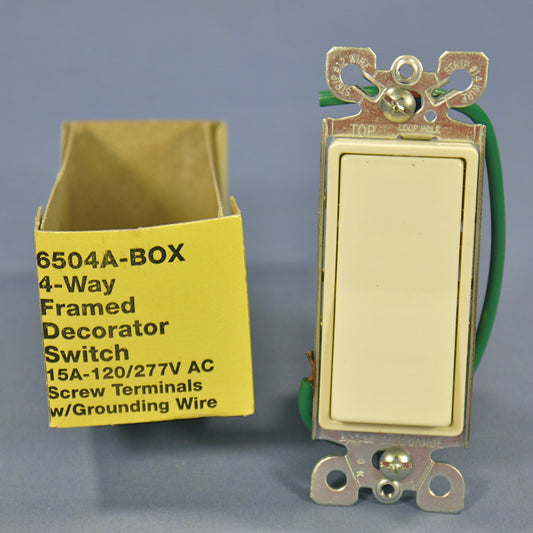 Eagle 6504A Almond Commercial Grade 4-Way Decorator Rocker Wall Light Switch 15A