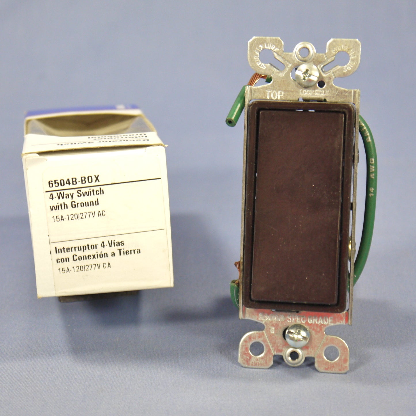 Eagle 6504B Brown Commercial Grade 4-Way Decorator Rocker Wall Light Switch 15A