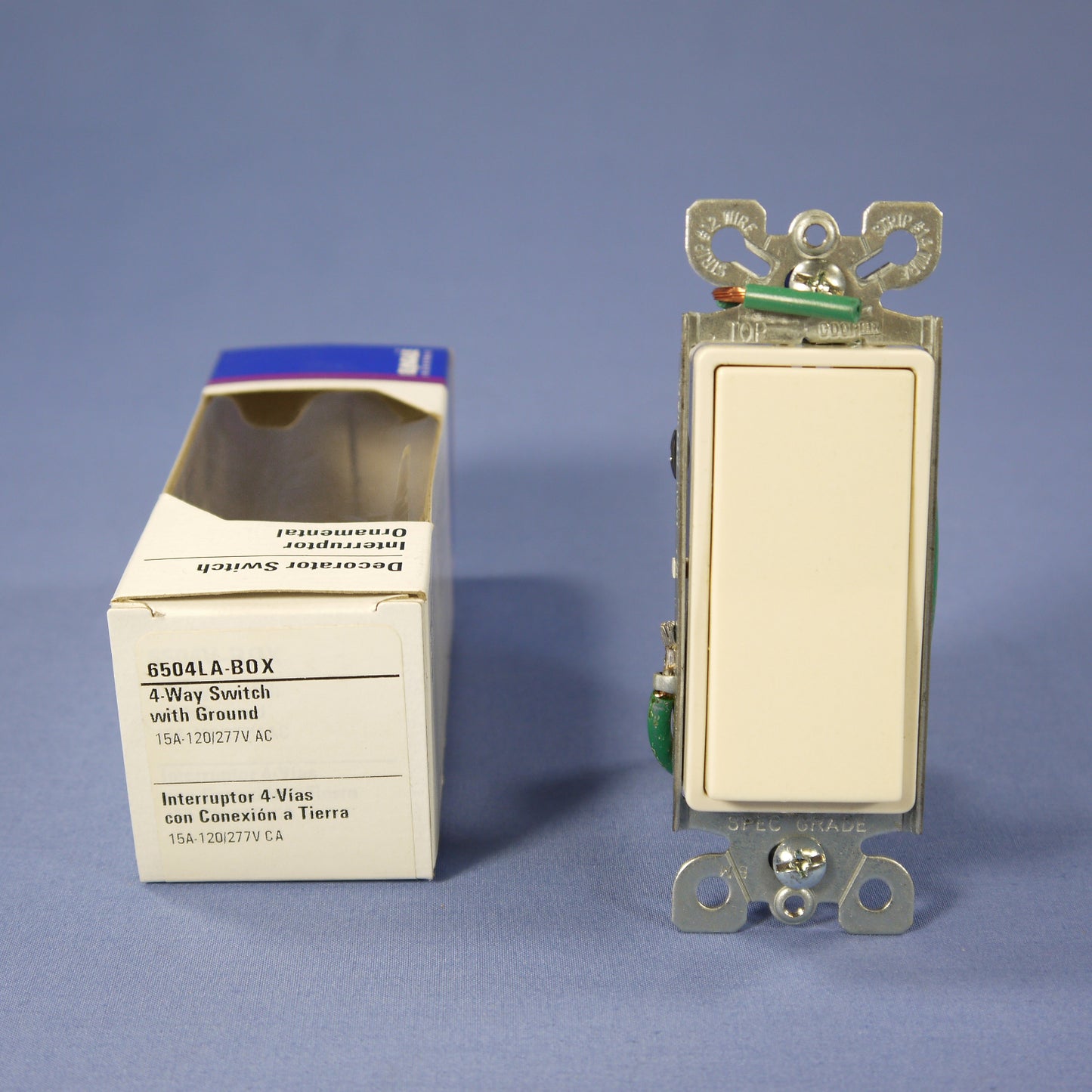 Eagle 6504LA Light Almond Decorator Rocker Wall Light Switch 4-Way 15A 120/277V
