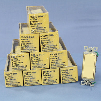 Eagle 6504V Ivory Decorator Rocker Wall Light Switches 4-Way 15A 120/277V 10pcs