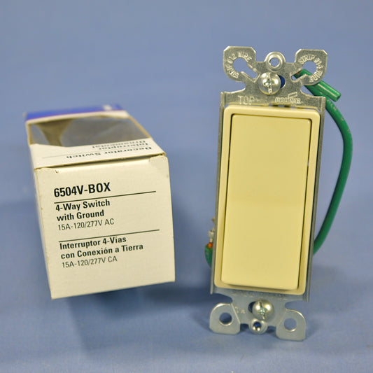 Eagle 6504V Ivory 4-Way Commercial Grade Decorator Rocker Wall Light Switch 15A
