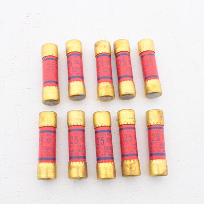Eagle 655-25-AMP Red Class H Cartridge Fuses Non-Renewable 25A 250V 10-Pack