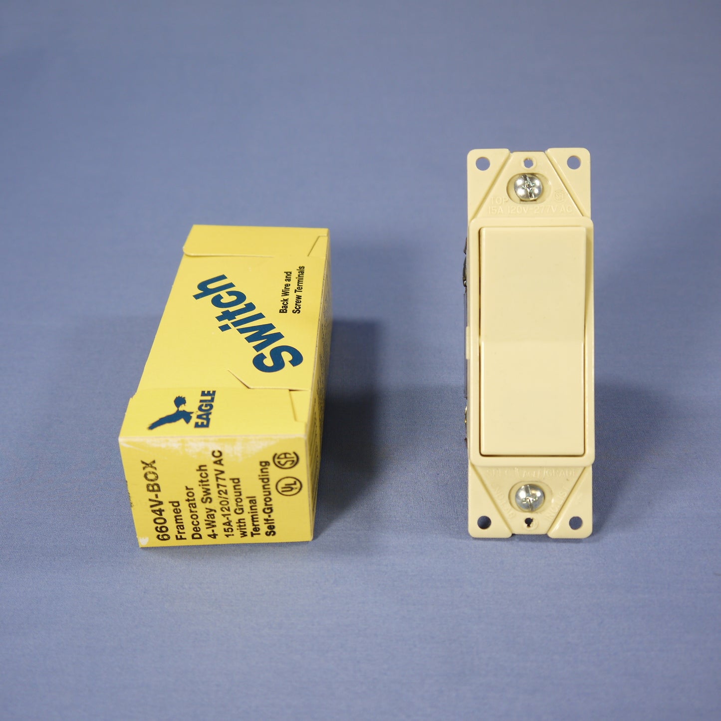 Eagle 6604V 4-Way Ivory Framed Decorator Rocker Wall Light Switch 15A 120/277V