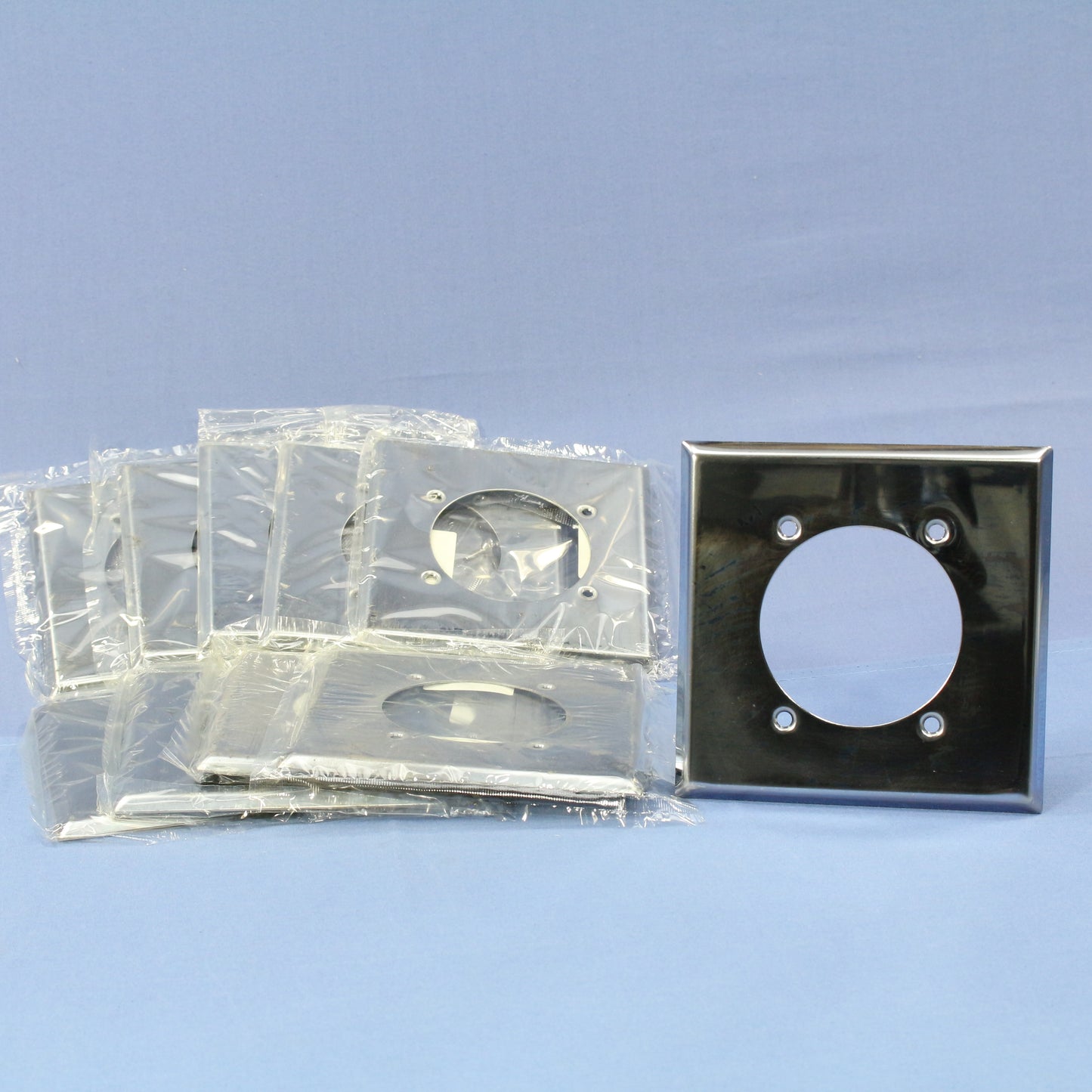 Eagle 69 Chrome 2-Gang Power Outlet 2.15" Chrome Plated Steel Wallplate 10pcs