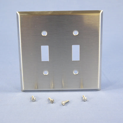 Eagle Non-Mag Mid-Size Stainless Steel 2G Toggle Switch Wallplate Cover 93972