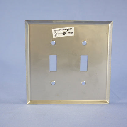 Eagle Non-Mag Mid-Size Stainless Steel 2G Toggle Switch Wallplate Cover 93972