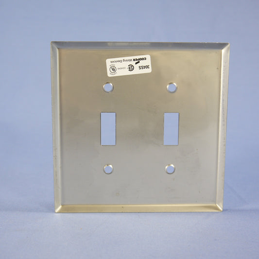 Eagle Non-Mag Mid-Size Stainless Steel 2G Toggle Switch Wallplate Cover 93972