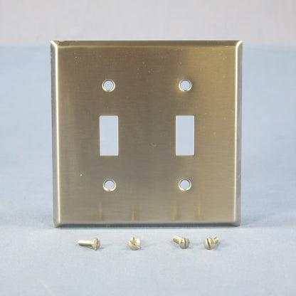 Non-Magnetic Stainless Steel Wallplate 2-Gang Toggle Switch Cover Eagle 97072