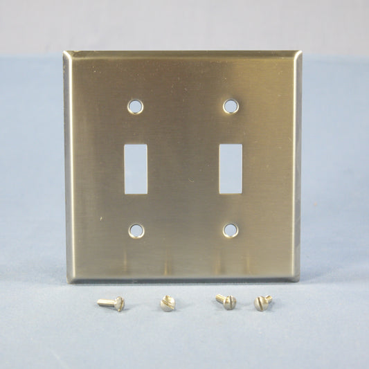 Non-Magnetic Stainless Steel Wallplate 2-Gang Toggle Switch Cover Eagle 97072