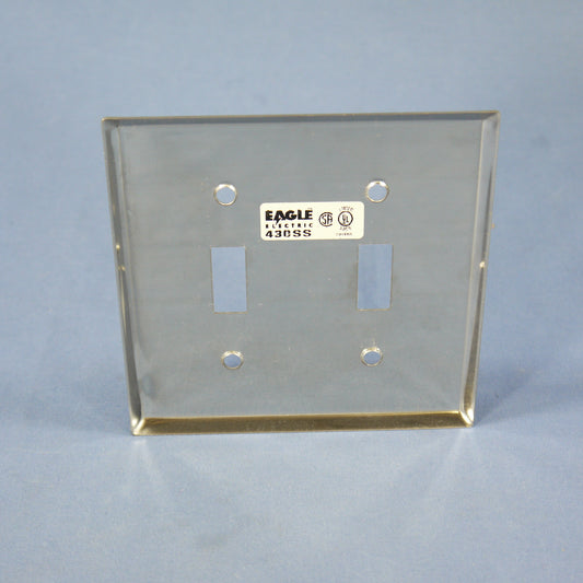 Non-Magnetic Stainless Steel Wallplate 2-Gang Toggle Switch Cover Eagle 97072