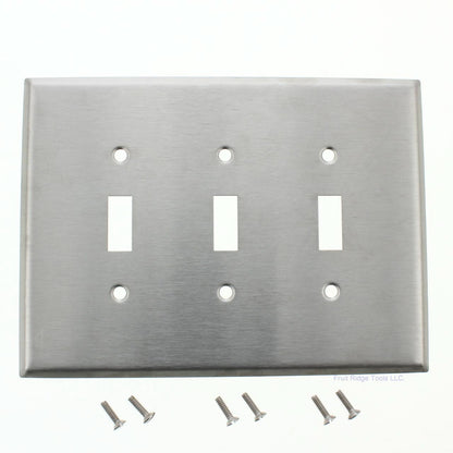 Eagle 97873 Stainless Steel 3-Gang Toggle Switch Wallplate Cover 6.5"W x 4.5"H