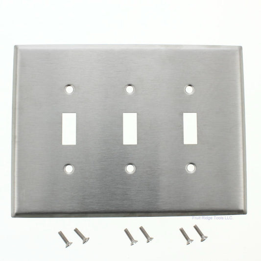 Eagle 97873 Stainless Steel 3-Gang Toggle Switch Wallplate Cover 6.5"W x 4.5"H