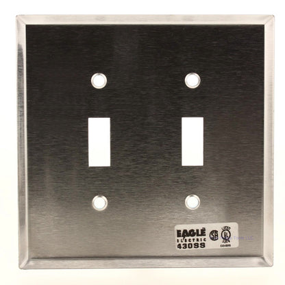 Eagle Magnetic Mid-size Stainless Steel 2G Toggle Switch Wallplate Cover 97972
