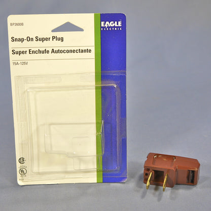 Eagle Brown Plug Right Angle Side Mount 15A 125V Non-Polarized 1-15P BP2600B