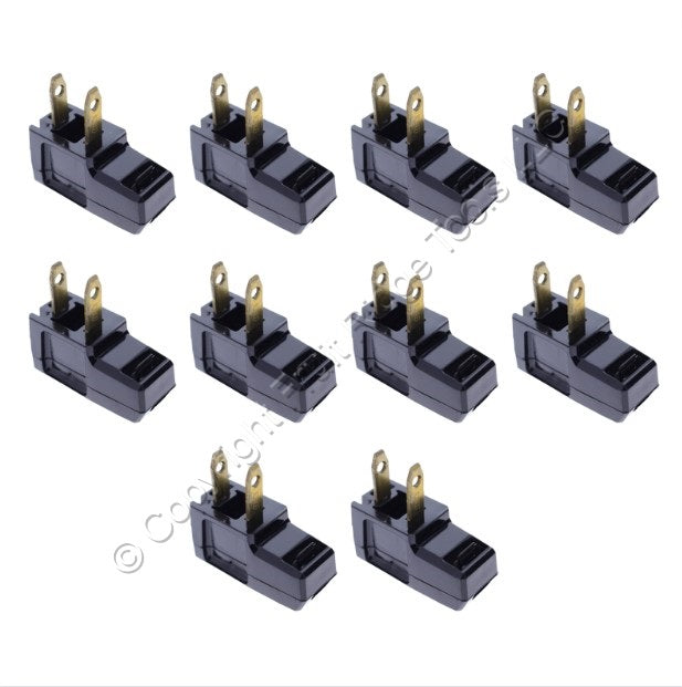10 Eagle Black Faded Plugs Right Angle Side Mount 15A Non-Polarized 1-15P BP2600