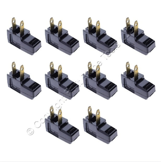 10 Eagle Black Faded Plugs Right Angle Side Mount 15A Non-Polarized 1-15P BP2600