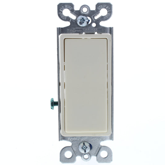 Eagle 6501LA Lt Almond Decorator Rocker Wall Light Switch Framed Single Pole 15A
