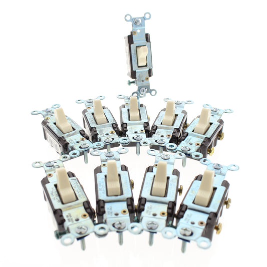 Eagle CS115A Almond Commercial Grade Single Pole Toggle Light Switches 15A 10pcs