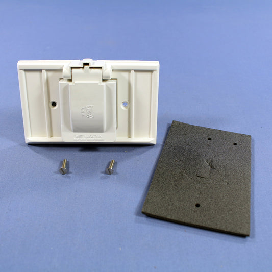 Eagle S1951W White Horizontal Weather Resistant 1.41" Single Receptacle Cover