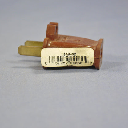 Eagle Brown Straight Plug w/ Cord Clip 15A Non-Polarized Nema 1-15P Bulk SA840B