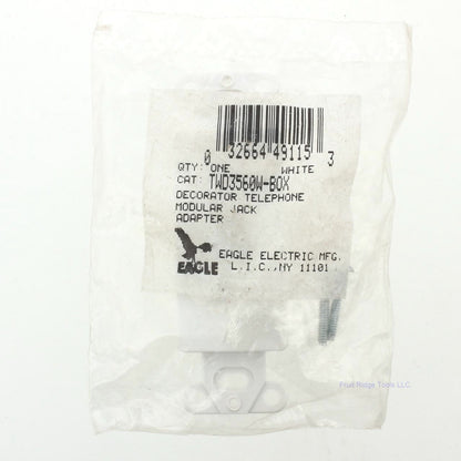 Eagle TWD3560W White 1-Gang Decorator Telephone Modular Jack Adapter Insert