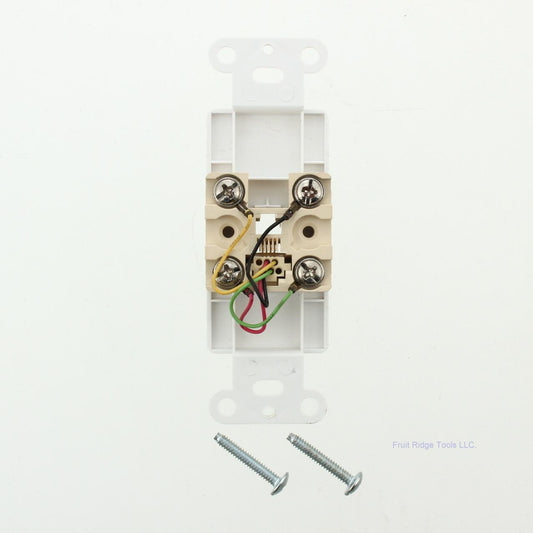 Eagle TWD3560W White 1-Gang Decorator Telephone Modular Jack Adapter Insert