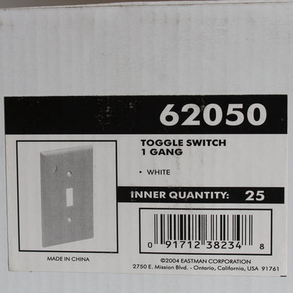 25 Pack Eastman White 1-Gang Toggle Switch Thermoplastic Nylon Wallplate Covers