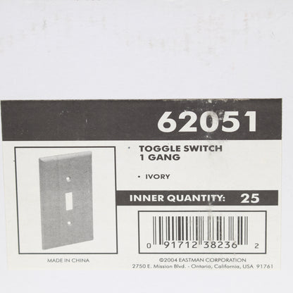 25 Pack Eastman Ivory 1-Gang Toggle Switch Thermoplastic Nylon Wallplate Covers