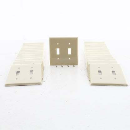 Eastman 62057 Ivory 2-Gang Toggle Switch Nylon Wallplate Plastic Covers 25-Pack