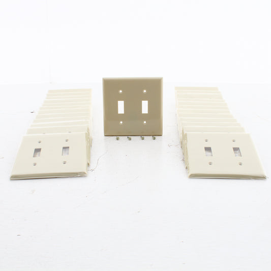 Eastman 62057 Ivory 2-Gang Toggle Switch Nylon Wallplate Plastic Covers 25-Pack