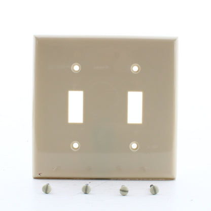 Eastman 62057 Ivory 2-Gang Toggle Switch Nylon Wallplate Plastic Covers 25-Pack