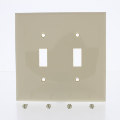 Eastman 62059 Ivory 2-Gang Mid-Size Toggle Switch Nylon Wallplate Plastic Cover