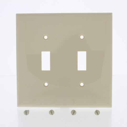 Eastman 62059 Ivory 2-Gang Mid-Size Toggle Switch Nylon Wallplate Plastic Cover