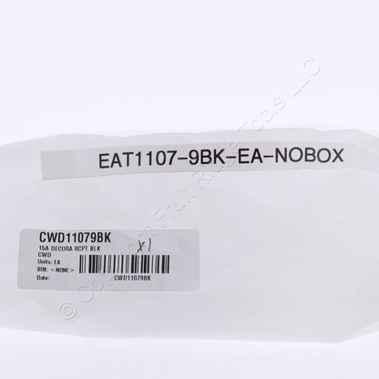 Eaton 1107-9V Black Residential Decorator Outlet 5-15R 15A 125V Bulk Receptacle