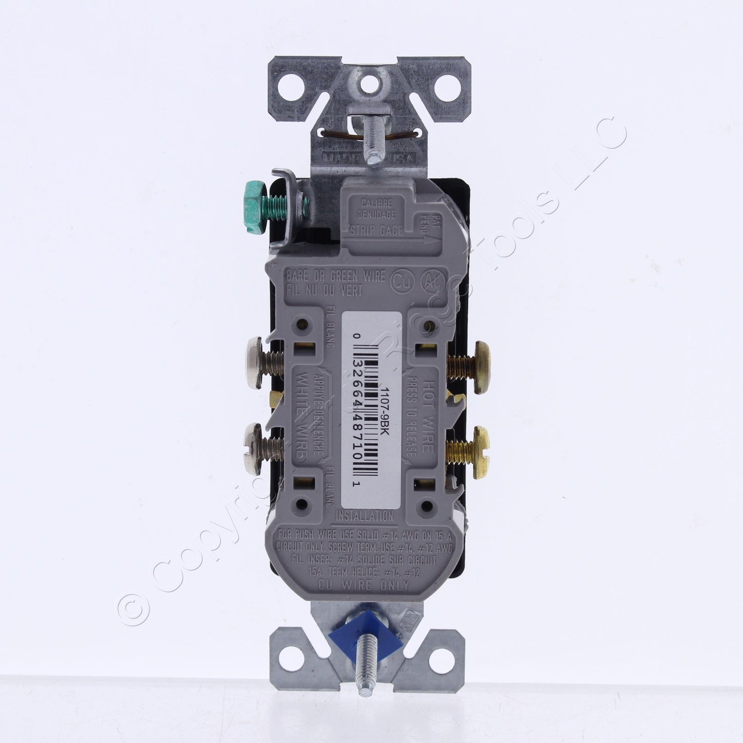 Eaton 1107-9V Black Residential Decorator Outlet 5-15R 15A 125V Bulk Receptacle