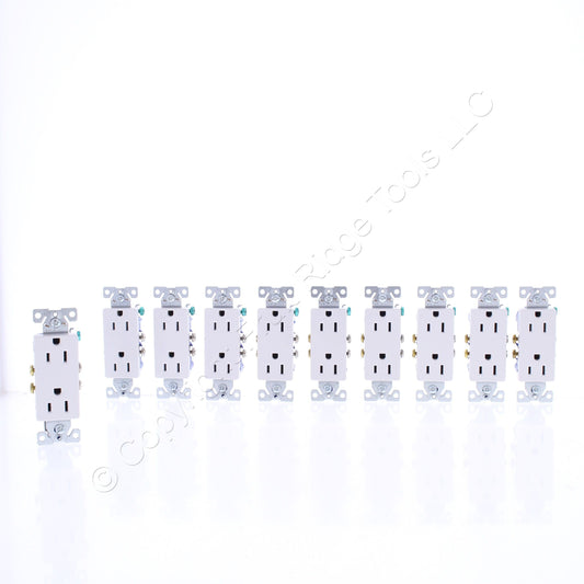 10 Eaton White Decorator Outlet Duplex Receptacles NEMA 5-15R 15A 125V 1107-9W