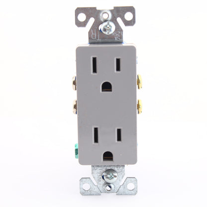 Eaton 1107GY Gray Decorator Receptacle Outlet 5-15R Bulk 15A 125V Duplex