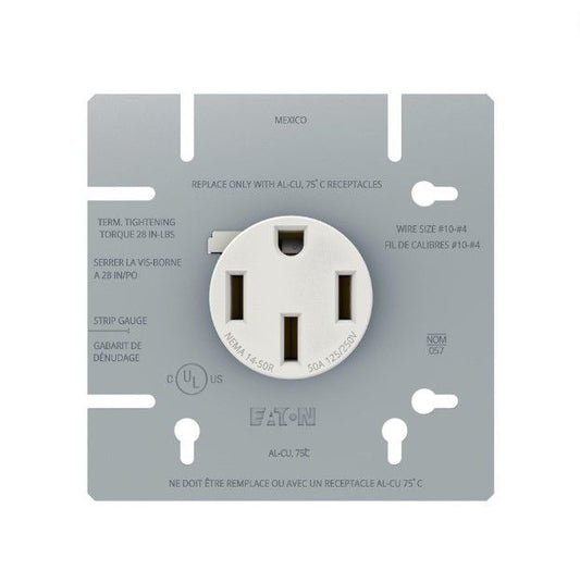 Eaton 1168-2-BX Receptacle Outlet Oven Range Stove 14-50R 50A 125/250V w/ Cover
