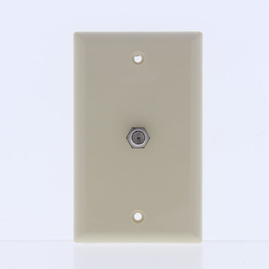 Eaton 1172V Ivory 1-Gang F-Connector Unbreakable Nylon Standard Wallplate Cover