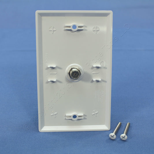 Eaton 1172W White 1-Gang Single Coaxial Cable Wall Plate Video CATV Jack F-Type