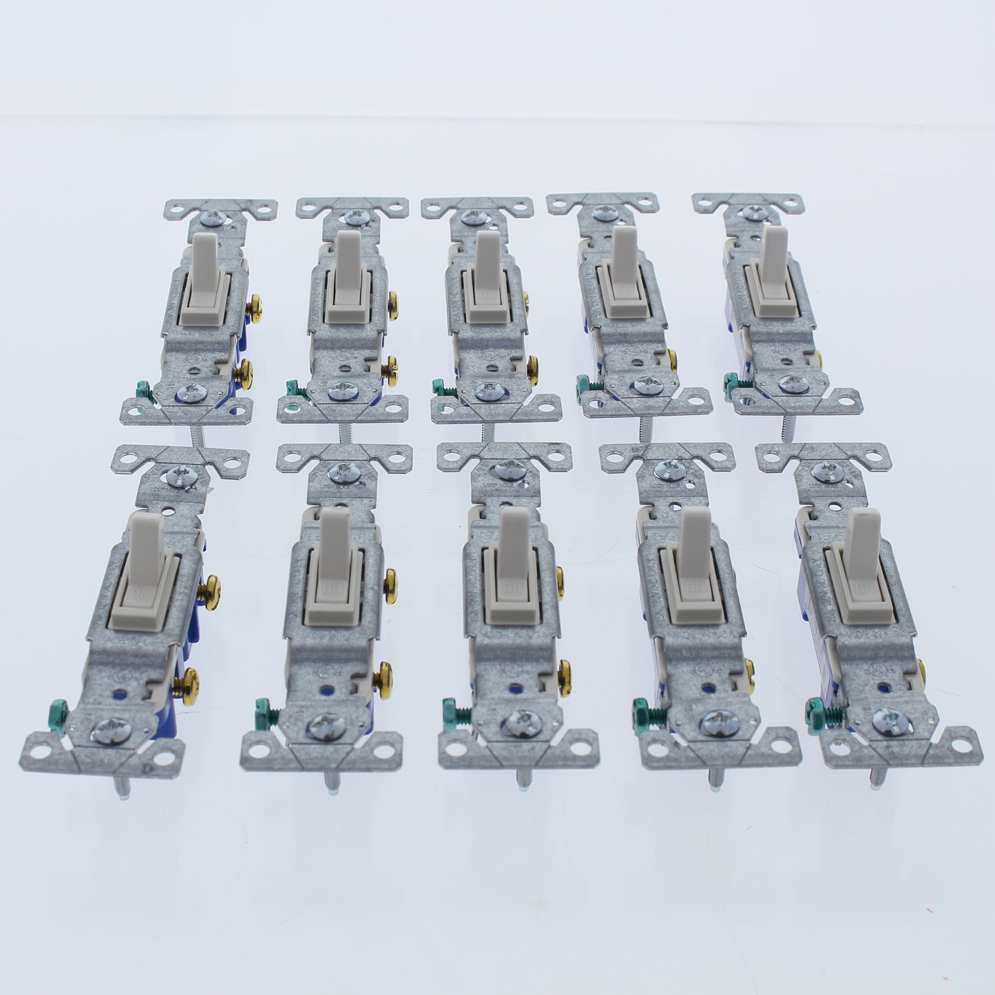 10 Eaton Lt Almond Quiet Toggle Wall Light Switches Single Pole 15A 1301-7LA