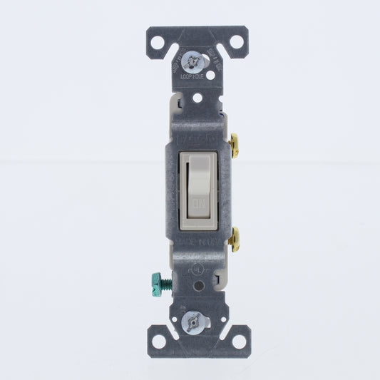 Eaton 1301-7LA Lt Almond Quiet Toggle Wall Light Switch Single Pole 15A Bulk