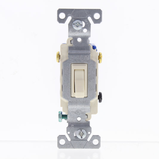 Eaton 1303-7A Almond Residential Toggle Light Switch 3-Way 15A 120V Bulk