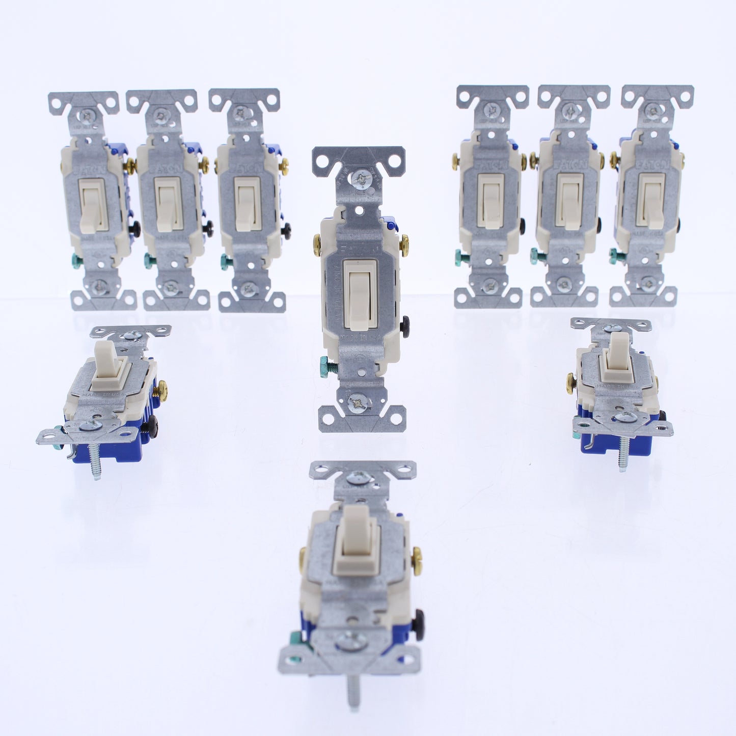 Eaton 1303-7A Almond 3-Way Residential 15A Toggle Light Switches 120V Bulk 10pk