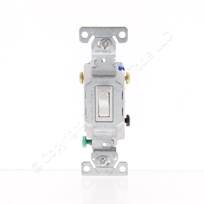 Eaton 1303-7W White 3-Way 15A Toggle Wall Light Switch Control 120V Bulk