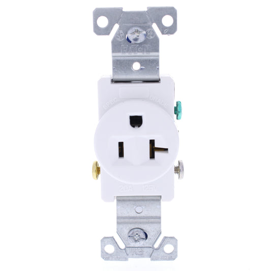 Eaton White Commercial Outlet Single Receptacle NEMA 5-20R 125V 20A 1877W Boxed