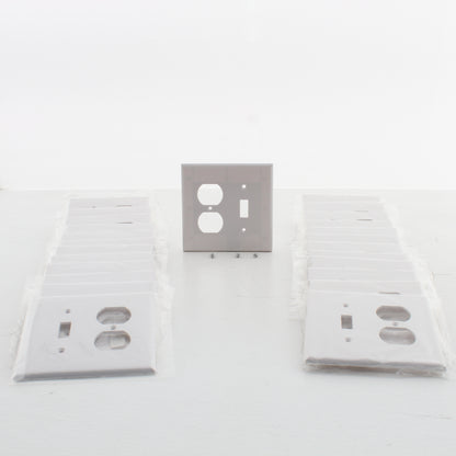Eaton 2038W White 2-Gang Toggle Duplex Plastic Mid-Size Wallplate Cover 25-pack