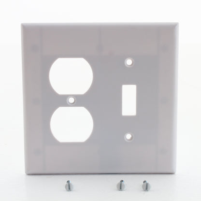 Eaton 2038W White 2-Gang Toggle Duplex Plastic Mid-Size Wallplate Cover 25-pack