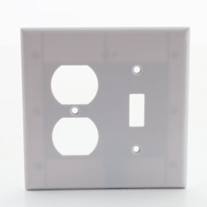 Eaton 2038W White 2-Gang Toggle Duplex Plastic Mid-Size Wallplate Cover 25-pack